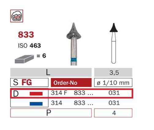 Diaswiss 833 červená, 6ks/balenie