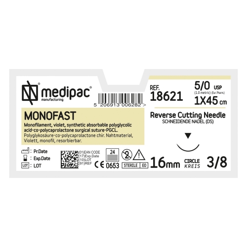MEDIPAC Monofast - USP 5/0, EP 1.0, jehla řezná 3/8
